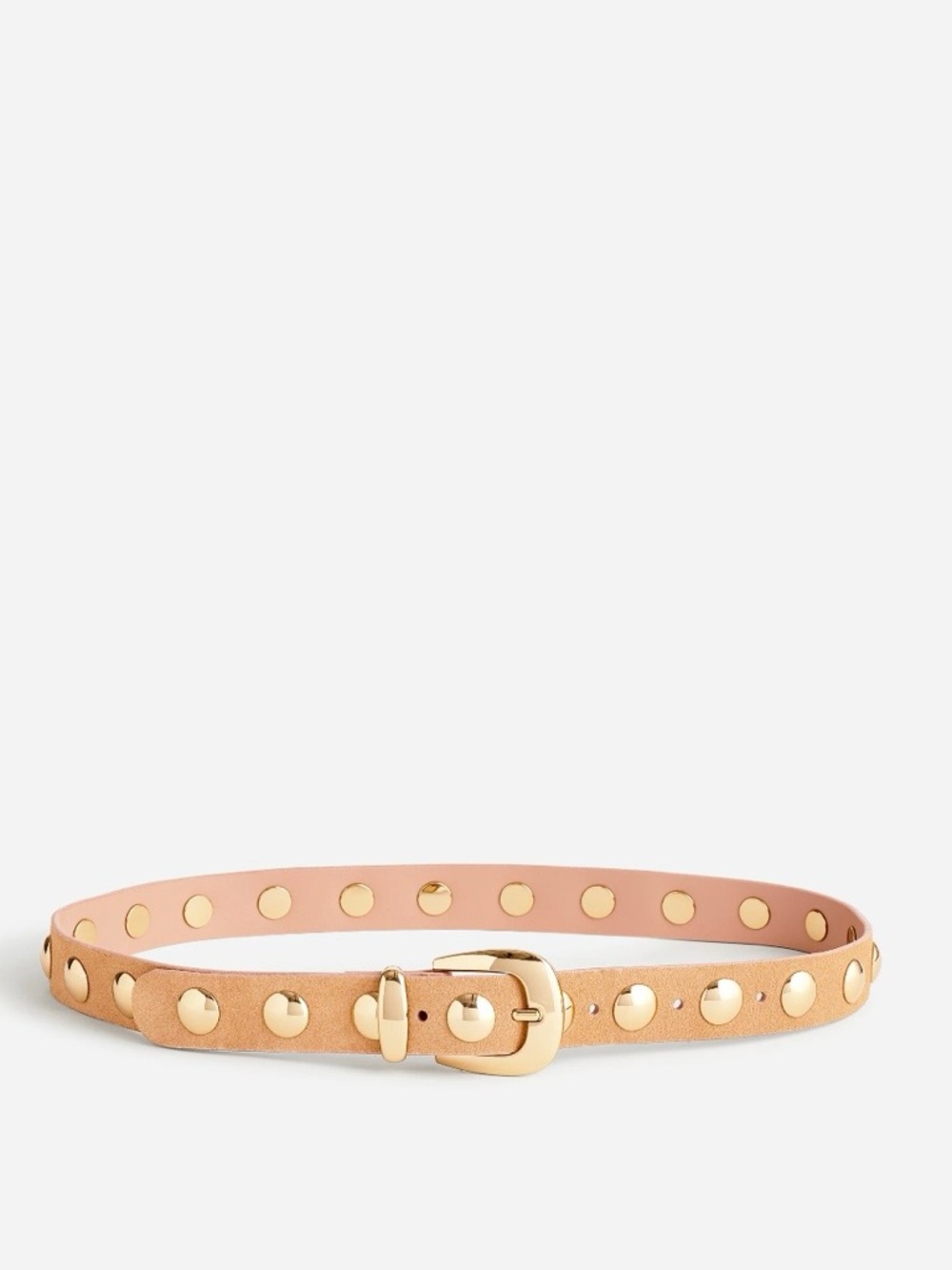 Madewell Cumin Tan Leather Studded Suede Belt with Gold Buckle Small
